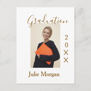 Graduation photo brown golden year 20XX namesimple Postcard