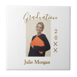 Graduation photo brown golden year 20XX namesimple Tile