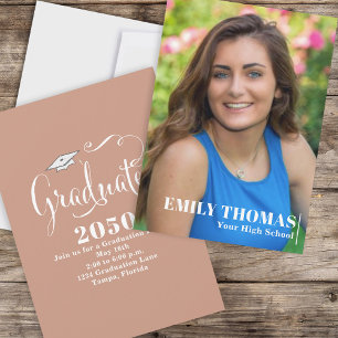 Graduation Photo Calligraphy Script Custom Invitation