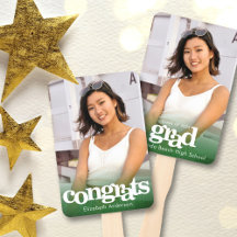 Graduation photo chic simple modern green keepsake