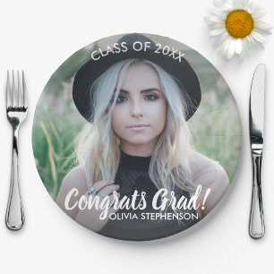 Graduation Photo Class 20XX Congratulations Custom Paper Plate