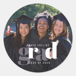 Graduation Photo Class of 2020 Classic Round Sticker