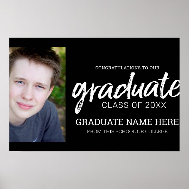 Graduation Photo - Class of Grad Black Poster (Front)