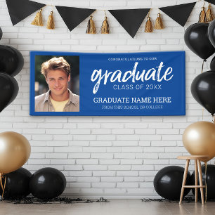 Graduation Photo - Class of Year - Blue Banner