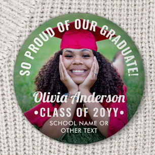 Graduation Photo Class Year Modern Text Overlay 7.5 Cm Round Badge