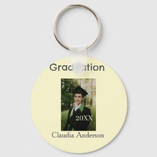 Graduation photo class year yellow gray pastel gra key ring