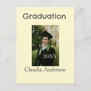 Graduation photo class year yellow gray pastel gra postcard