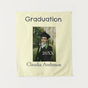 Graduation photo class year yellow gray pastel gra tapestry