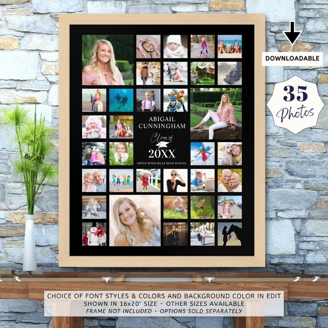 Graduation Photo Collage CLASS OF Black Party Poster (Creator Uploaded)