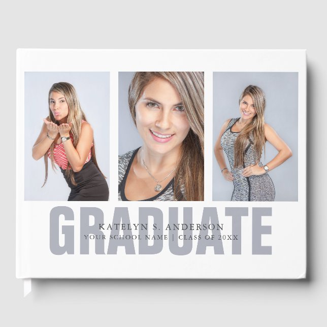 Graduation Photo Collage Custom Guest Book (Front)