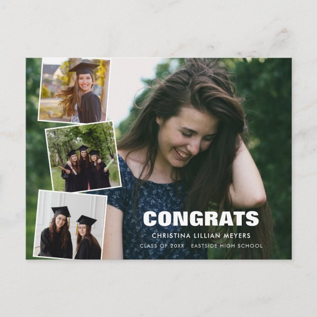 Graduation Photo Collage|Four Photos Postcard (Front)