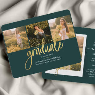 Graduation Photo Collage Green 2024 Announcement