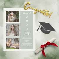 Graduation Photo Collage Green Name Graduation