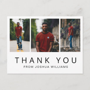 Graduation Photo Collage Minimalist Thank You Postcard