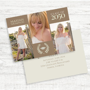 Graduation Photo Collage Modern Party Invitation
