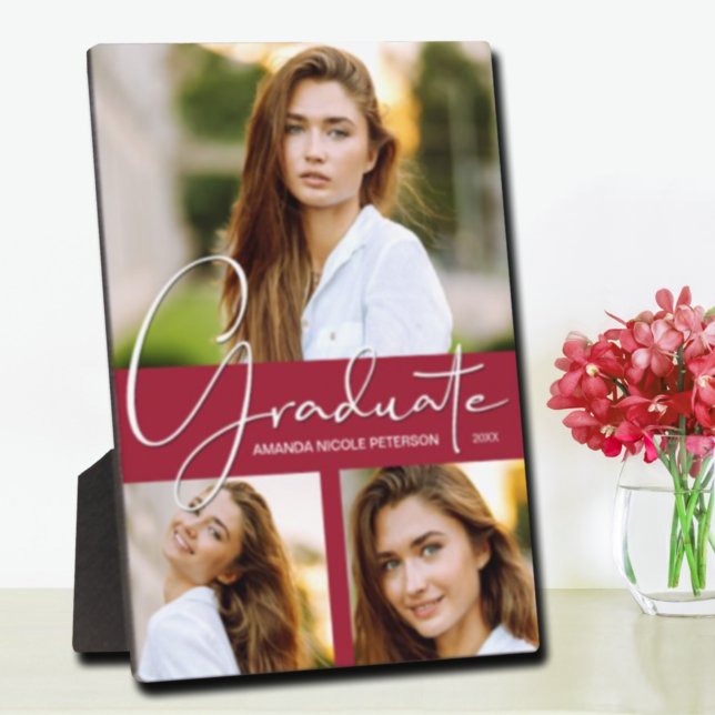 Graduation Photo Collage on Crimson Plaque (Creator Uploaded)