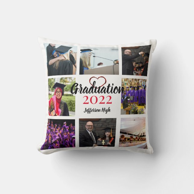 Graduation Photo Collage Throw Pillow (Front)