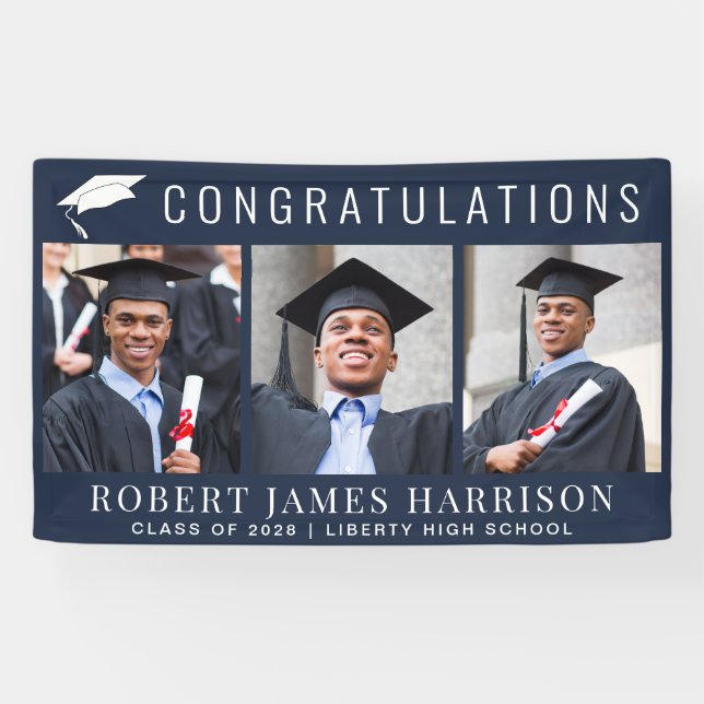 Graduation Photo Congratulations Blue Banner (Horizontal)