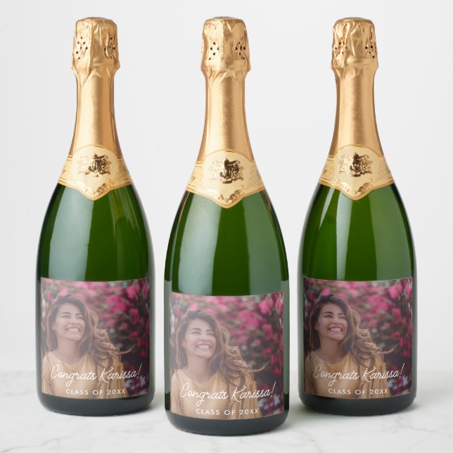 Graduation Photo Congratulations Sparkling Wine Label (Bottles)
