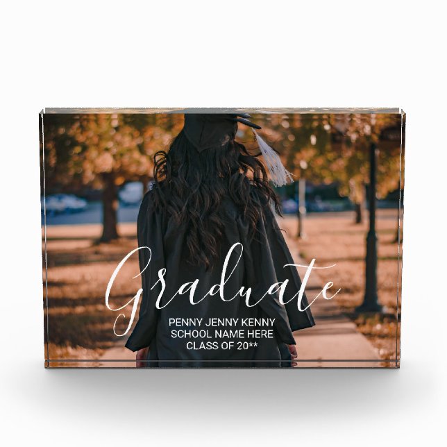 Graduation photo custom modern stylish script  blo block (Front)