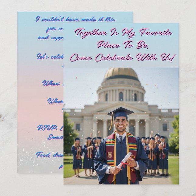 Graduation Photo Favourite Place Invitation (Front/Back)