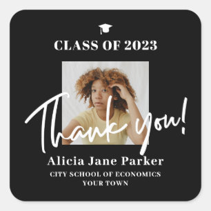 Graduation photo graduate class of thank you square sticker