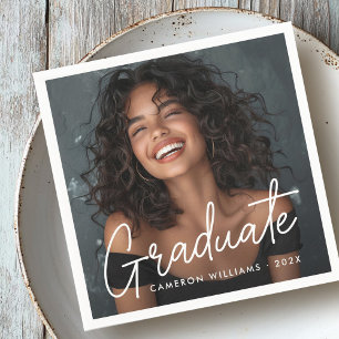 Graduation photo graduate name napkin