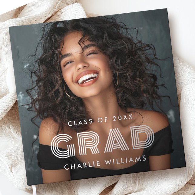 Graduation photo graduate name year guest book (Graduation photo graduate name year foil guest book)