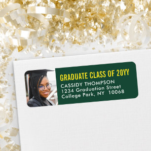 Graduation Photo Green and Gold Return Address