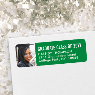 Graduation Photo Green and White Return Address