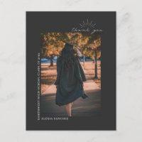 Graduation Photo Grey Line Art Thank You