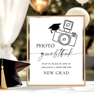 Graduation Photo Guestbook Elegant Minimalist