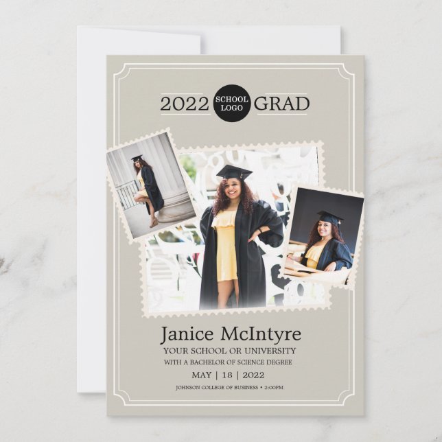 Graduation Photo Invitation with Photos (Front)