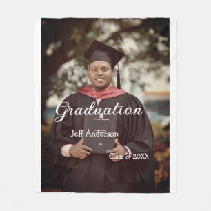 Graduation photo man name class of 20XX college Fleece Blanket