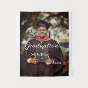 Graduation photo man name class of 20XX college  Tapestry