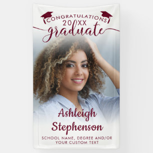 Graduation Photo Maroon Congrats Grad Script Banner