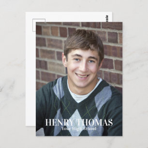 Graduation Photo Minimalist Classic Script Gold  Postcard