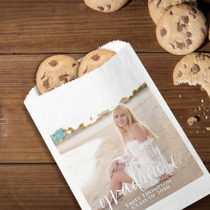 Graduation Photo Minimalist Modern Elegant Script Favour Bags