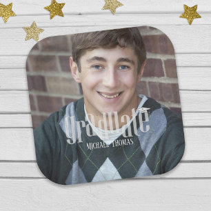 Graduation Photo Minimalist Simple Modern Grad Paper Plate
