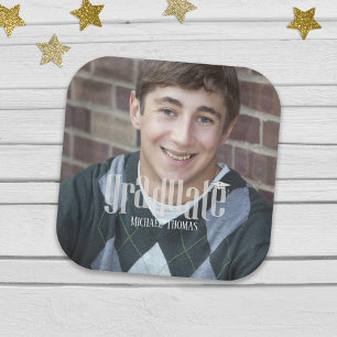 Graduation Photo Minimalist Simple Modern Grad Paper Plate