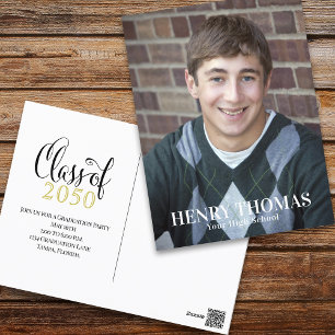Graduation Photo Modern Class Of Elegant Script  Postcard