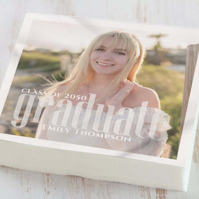 Graduation Photo Modern Elegant Minimalist Napkin (Creator Uploaded)