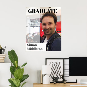 Graduation Photo Modern Graduate Black Headline Poster