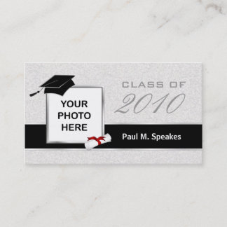 Graduation Photo Name Card - Grey and Black