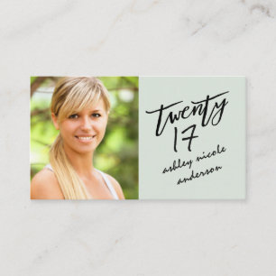 Graduation Photo Name Card Modern Handwritten Text