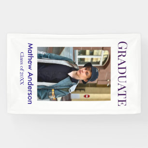 Graduation photo name class of 20XX blue simple bo Banner