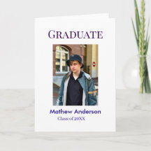 Graduation photo name class of 20XX blue simple bo