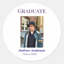 Graduation photo name class of 20XX blue simple bo