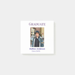Graduation photo name class of 20XX blue simple bo Post-it Notes