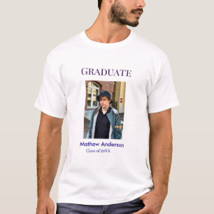 Graduation photo name class of 20XX blue simple bo T-Shirt